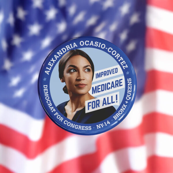 AOC “Improved Medicare For All” Pin Button
