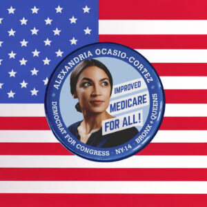AOC “Improved Medicare For All” Pin Button