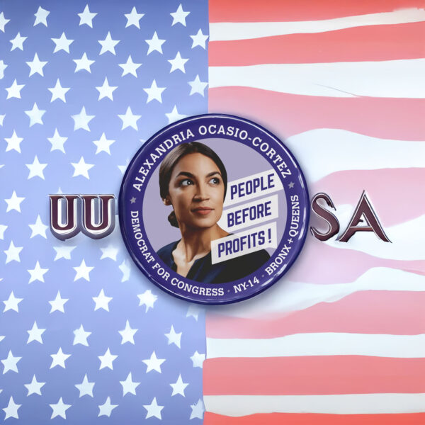 AOC “People Before Profits” Pin Button