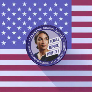 AOC “People Before Profits” Pin Button